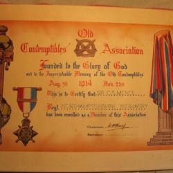 Certificat d'enrôlement de Sir C.S. MENDL Régiment NORTHAMPTONSHIRE YEOMANNRY