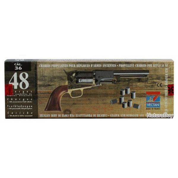 Pour revolver Charges de poudre noire Cal. 36 ** X 48   pour armes  poudre noir