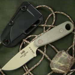 Couteau de Survie Izula II DT Version Desert Tan Carbone 1095 Manche Micarta ESEE Made USA ESIZ2DT