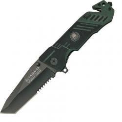 Couteau RUI G10  (ALTAMAHA )  avec coupe ceinture et brise vitre Bicolore Vert et Noir