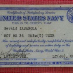DOG TAGS US NAVY (MARINE AMERICAINE) + CARTE D'IDENTITE WW2