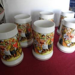 6 vintage stein en opaline