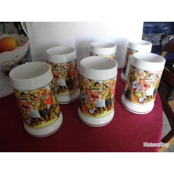 6 vintage stein en opaline