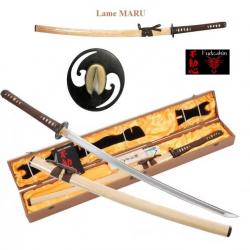 Katana  Lame  MARU ( Bois Naturel et Marron Coffret  )