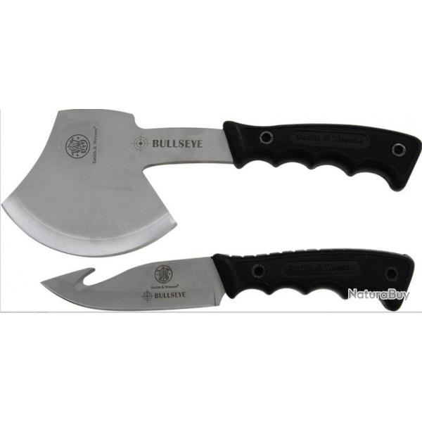 Set de 2 Pices Hache & Couteau Smith&Wesson Bullseye Knife/Axe Combo Acier 440C Etui Cordura SW629