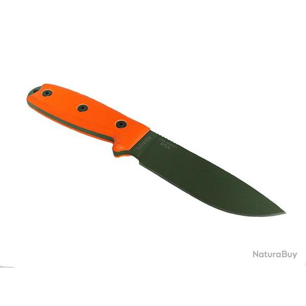 Couteau de Survie Esee Model 4 Plain Edge Manche Orange G-10 Acier 1095 Made In USA ES4PMBOD