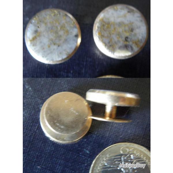 vintage boutons de manchette plaque or pierre avec or