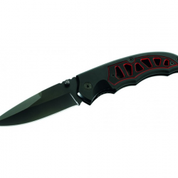 Couteau Pliant HERBERTZ Lame noire, manche noir filet rouge 11cm