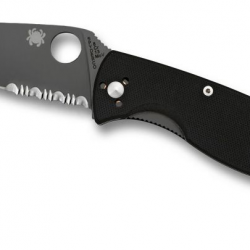Couteau pliant Spyderco TENACIOUS noir cranté manche G10 noir 11 cm