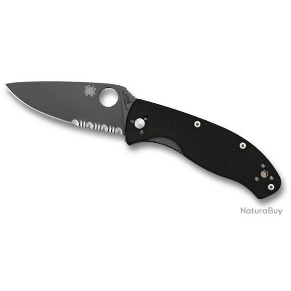 Couteau pliant Spyderco TENACIOUS noir crant manche G10 noir 11 cm