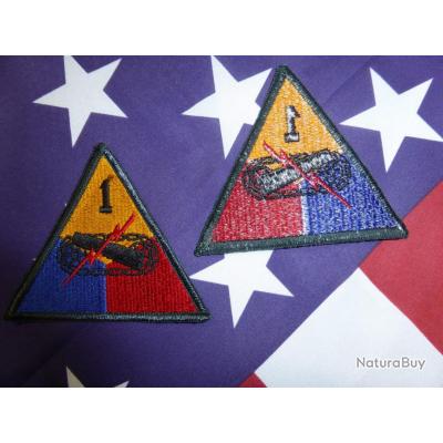 PATCH INSIGNE ORIGINAL WW2 1ST ARMORED DIVISION NORMANDIE blinde char tank 