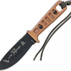 Couteau de Survie Tops Lite Trekker Survival 1095 Manche Micarta Firestarter Made USA TPTLT01T