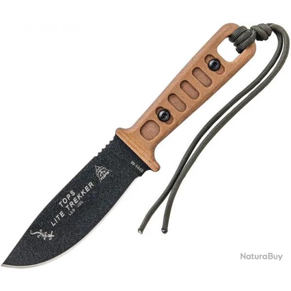 Couteau de Survie Tops Lite Trekker Survival 1095 Manche Micarta Firestarter Made USA TPTLT01T