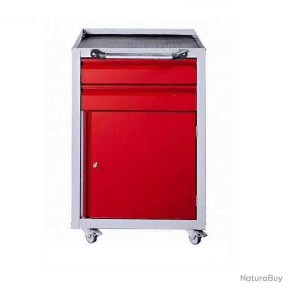 Servante d'atelier mobile 1 porte et 2 tiroirs Couleur : Rouge Kupper
