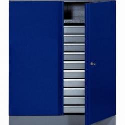 Armoire 2 portes 1 étagère et 10 tiroirs 91cm*110cm*45cm - Bleu marine Kupper