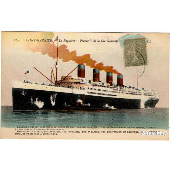 CPA -Marine -SAINT -  NAZAIRE Le Paquebot " France " de la Cie Generale N1251