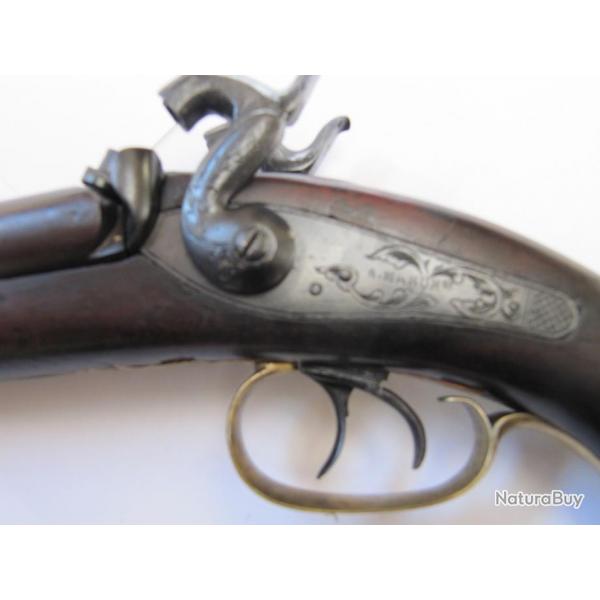 Superbe Pistolet de vnerie 1840/1850  double canon, rare dans cet tat. BEST OF THE BEST