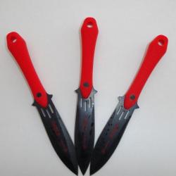 Set de 3 Couteau de LANCER Manche Rouge ABS