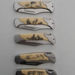 Couteau Pliant Métal et ABS Motif Chasse Lame de 8 cm
