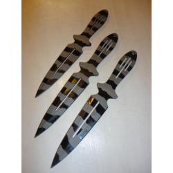3 Couteaux  de  LANCER   Camo  Noire et Gris
