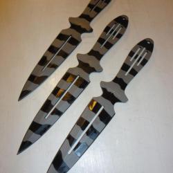3 Couteaux  de  LANCER   Camo  Noire et Gris