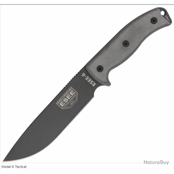 Couteau ESEE Model 6 Tactical Acier Carbone 1095 Manche Micarta Etui Kydex Made In USA ES6PTG