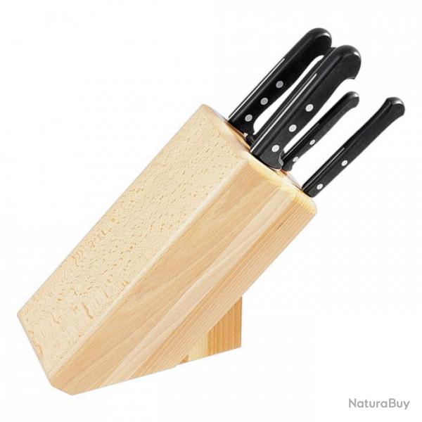 Bloc en htre, avec set de couteaux et fourchette,  6 pices haute qualit