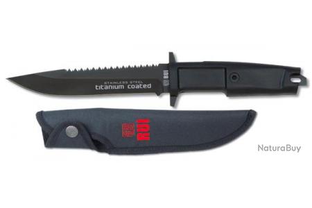 Couteau MILITAIRE de COMBAT NOIR avec dent de Scie - Couteaux tactiques et  de combats (2491593)