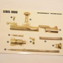 Vue éclatée culasse Lebel 1886, document technique, démontage, vue en coupe