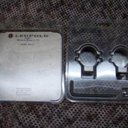 paire de collier nickelé LEUPOLD pour montage type STD , diamètre : 25,4 mm , hauteur : medium