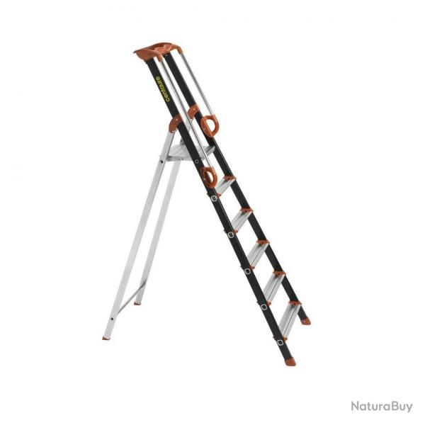 Escabeau 6 marches Centaure Pro'UP, marchepied en aluminium pliable, scuris avec rampes, plateform