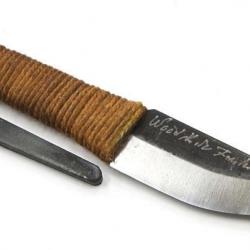Couteau Kellam Fixed Blade Lame Acier Carbone Forgée Manche Corde Made In Finlande KLHM10