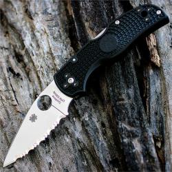 Couteau Spyderco Native 5 Lightweight Acier CPM-S35VN Serrated Manche FRN Made In USA SC41SBK5