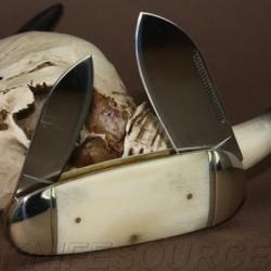 Couteau Bouledogue Canif 2 lames Plaquettes Os Rough Rider Knives Elephants Toenail Pocket RR139