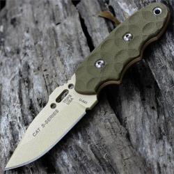 Couteau Tops Knives C.A.T. 200 Carbone 1095 Manche Green Micarta Etui Kydex Made USA TP200S04