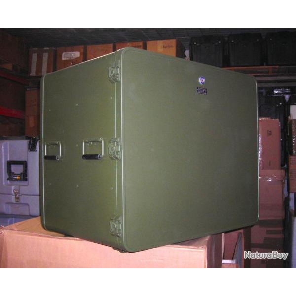 RARE ORIGINAL AUTHENTIQUE US ARMY SKYDYNE COMPANY X-LARGE CUSTOM CASE BOX ALUMINIUM GREEN NEUF !!!