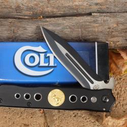 Collector Couteau Colt Two-Tone Stiletto Lame Acier 440 Manche Alu Sécurité Linerlock CT465