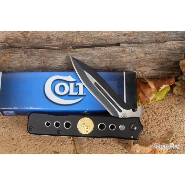 Collector Couteau Colt Two-Tone Stiletto Lame Acier 440 Manche Alu Scurit Linerlock CT465