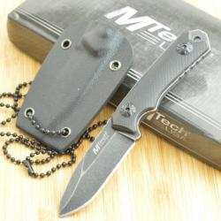 Couteau De Cou Mtech Neck Knife Lame Acier 440 Stonewash Manche G-10 Etui Kydex MT2030BK