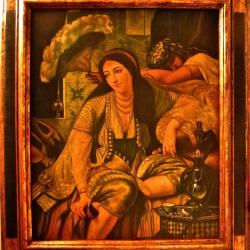 jeune maitresse et sa servante Peinture A L'huile Orientaliste Sur Panneau