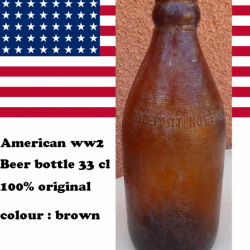 BOUTEILLE BIERE : AMERICAN WW2 BEER BOTTLE 33cl US 100% original marron /  brown