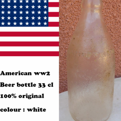 BOUTEILLE BIERE : AMERICAN WW2 BEER BOTTLE 33cl US 100% original blanche