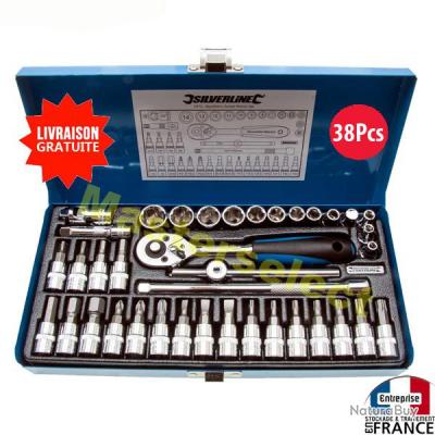 COFFRET DE 35 DOUILLE POUR CLE A CHOC CHROME VANADIUM