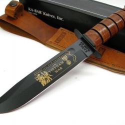 Couteau KA-BAR Leather USMC Vietnam COMMEMORATIVE Carbone 1095 Manche Cuir Made USA KA9140