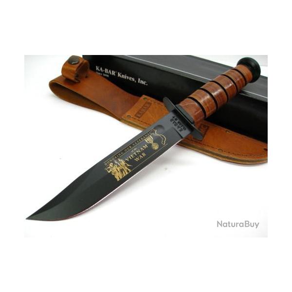 Couteau KA-BAR Leather USMC Vietnam COMMEMORATIVE Carbone 1095 Manche Cuir Made USA KA9140