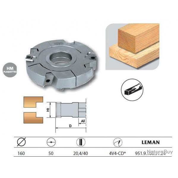 Porte-outils feuillure extensible diam. 160 Al.50 Ht. 20,4/40 z4+V4 coupe droite 951.9.160.51.24 Lem