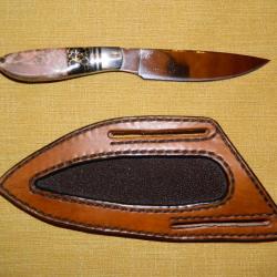 Couteau Hilmar modèle unique manche onyx-or hêtre stabilisé