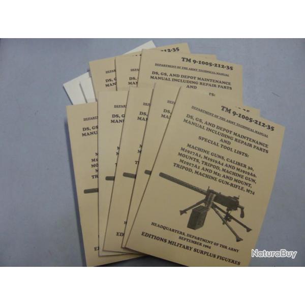 Lot marchand 10 Manuels techniques TM 9-1005. Mitrailleuse BROWNING 1919 cal.30