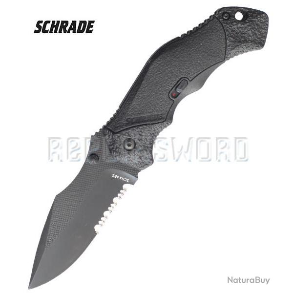 Couteau Schrade SCHA4BS Dentele - Black Edition Couteau de Poche Pliant Repliksword