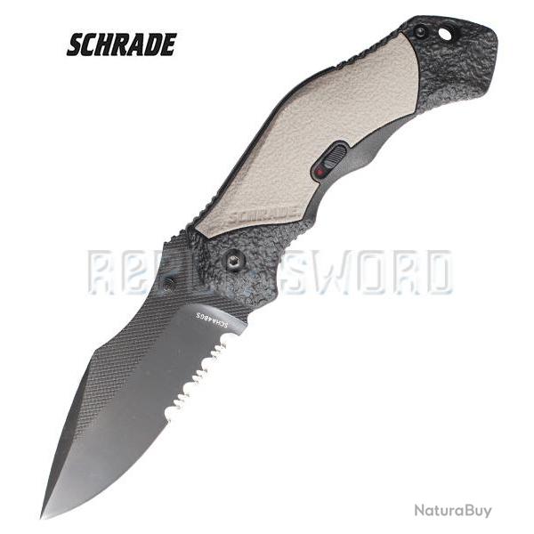 Couteau Schrade SCHA4BGS Dentele - Grey Edition Couteau de Poche Pliant Repliksword